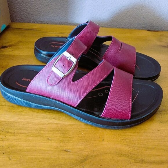 Aerothotic Red Burgundy Women's Sandals with Buckle Closure in Size 8.5 - Picture 3 of 6